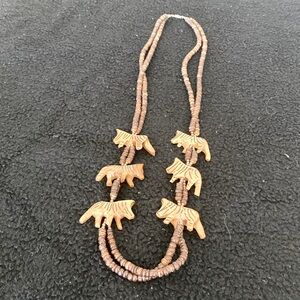 Vintage animal carved and beaded necklace